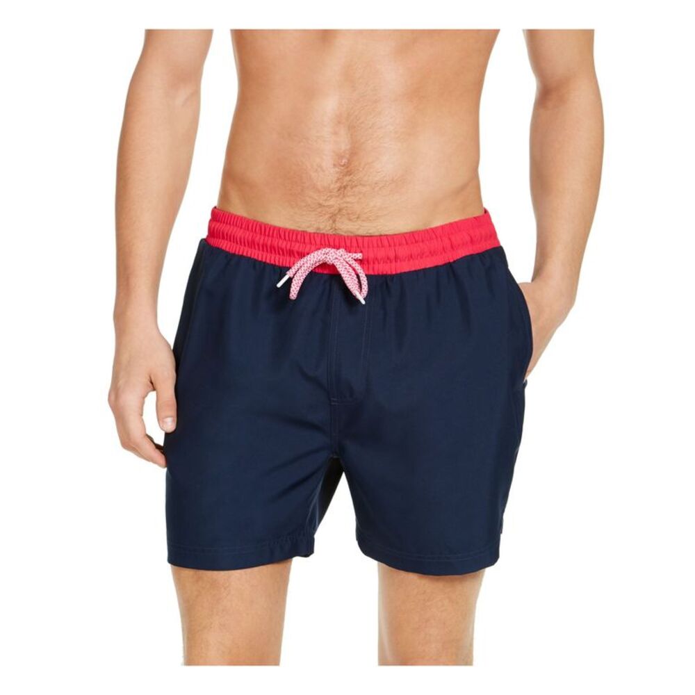 INC Mens Navy Drawstring Lined Classic Fit Swim Trunks XXL
